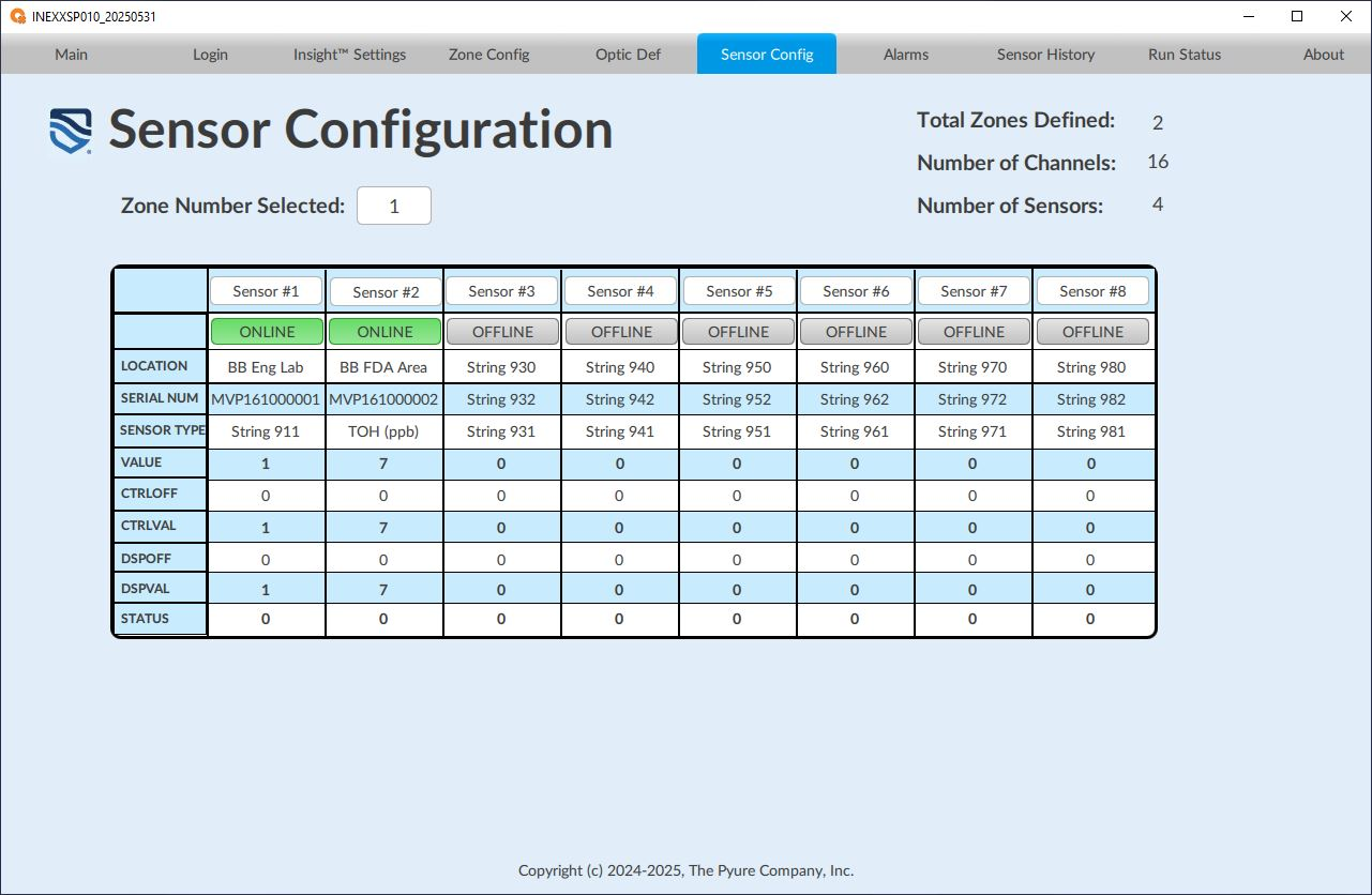 Sensor Config Screen